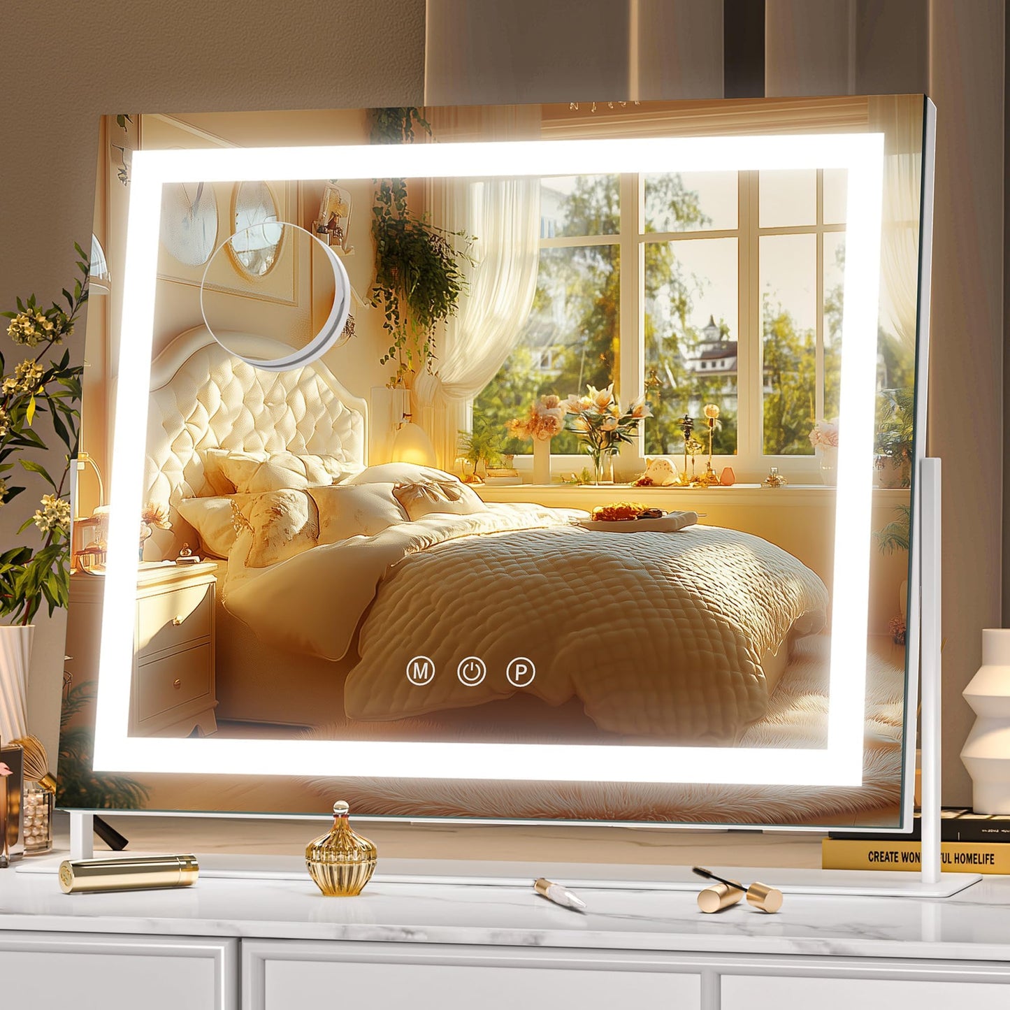 Adjustable Lighted Makeup Vanity Mirror with Bright LED Lights for Flawless DEMO