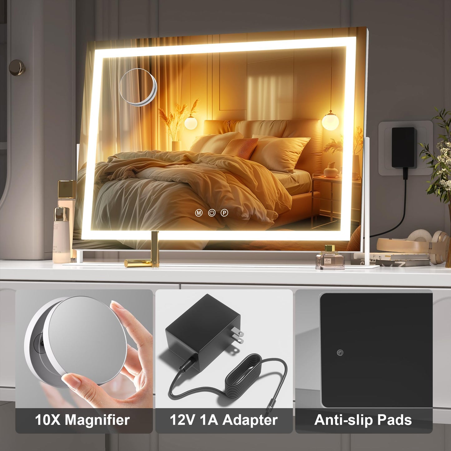 Adjustable Lighted Makeup Vanity Mirror with Bright LED Lights for Flawless DEMO