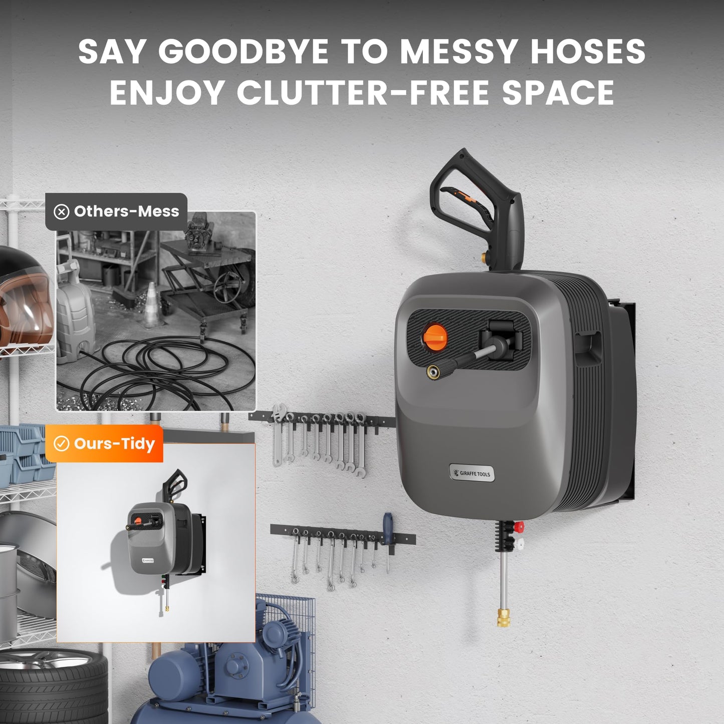 Giraffe Tools Electric Wall Mounted Pressure Washer with Grey Hose - DEMO