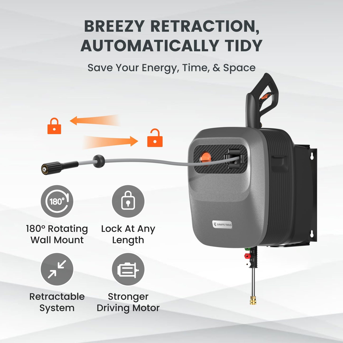 Giraffe Tools Electric Wall Mounted Pressure Washer with Grey Hose - DEMO