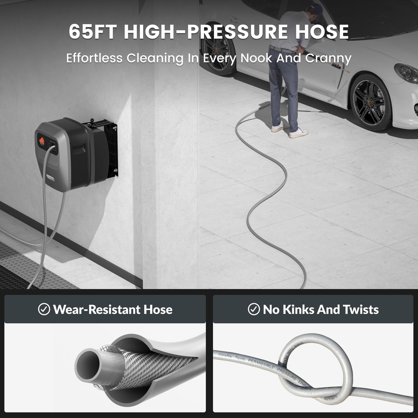 Giraffe Tools Electric Wall Mounted Pressure Washer with Grey Hose - DEMO
