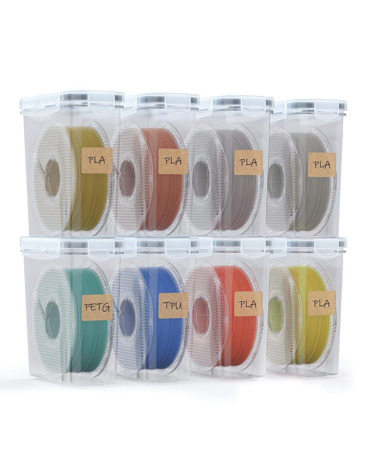 8-Pack Clear Filament Storage Containers for 3D Printer Accessories 4L x DEMO