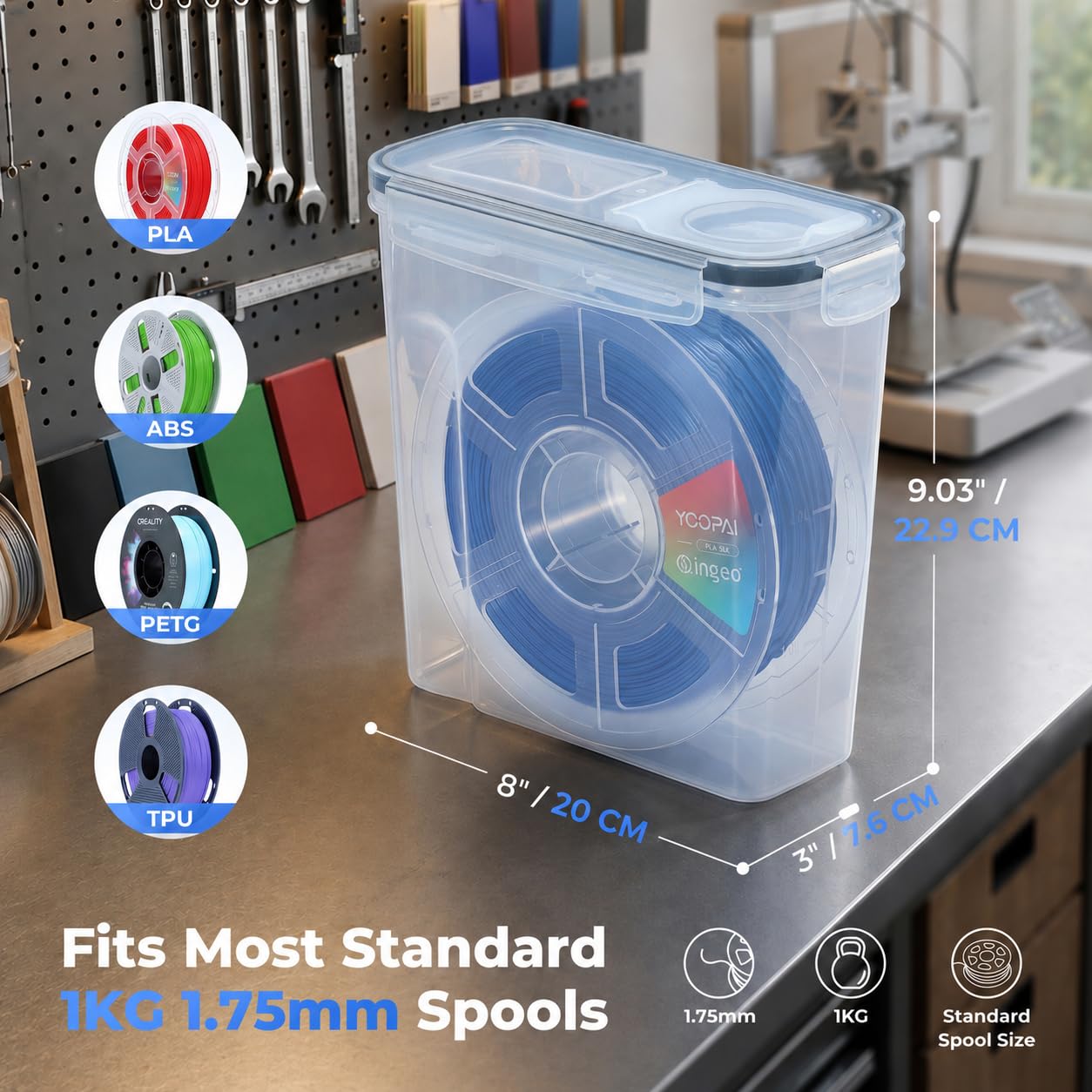 8-Pack Clear Filament Storage Containers for 3D Printer Accessories 4L x DEMO