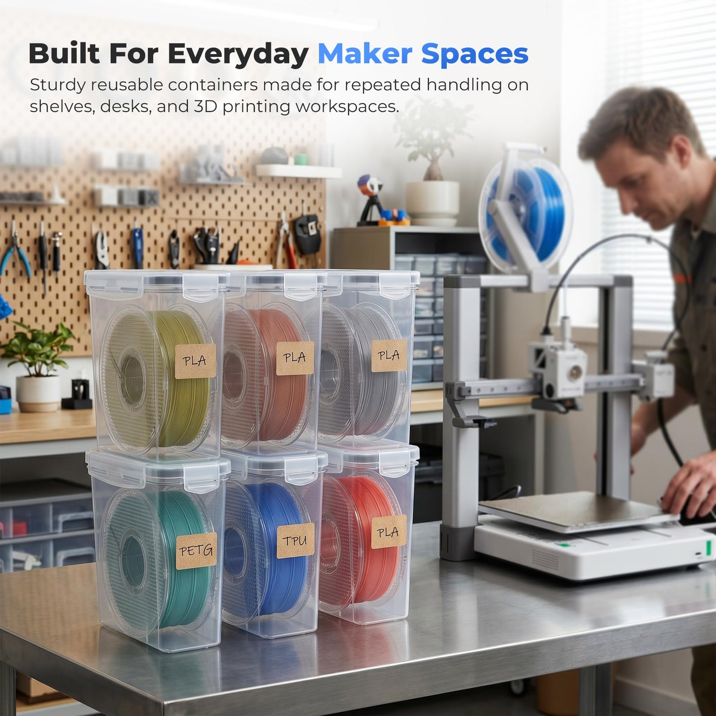 8-Pack Clear Filament Storage Containers for 3D Printer Accessories 4L x DEMO
