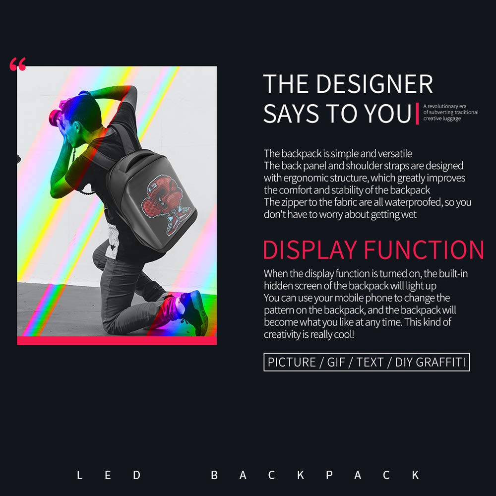 Portable LED Backpacks Backpack with App Control for Laptop and Tech Gear NEW