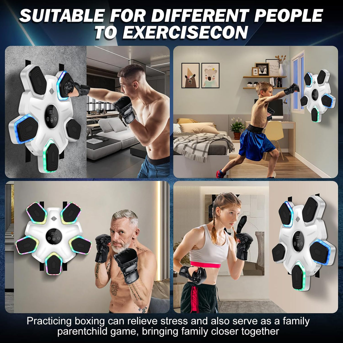 Smart Music Boxing Machine with Gloves for Home Gym Wall Mounted White NEW