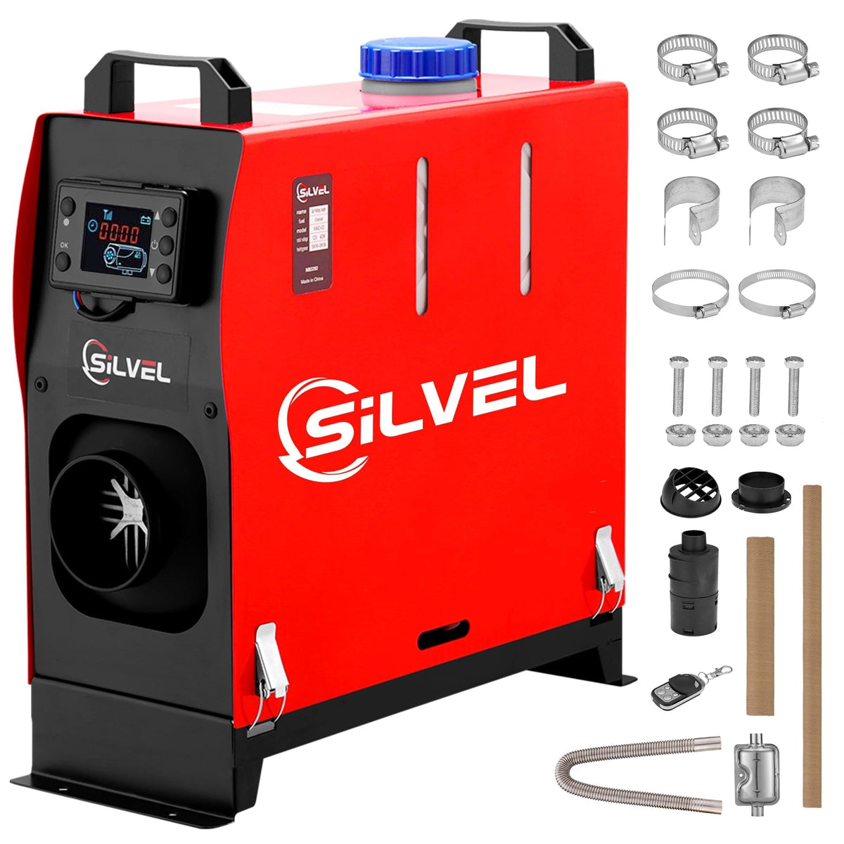 SILVEL 8KW Diesel Air Heater, Portable Heating Core, LCD Display, 5L Red NEW