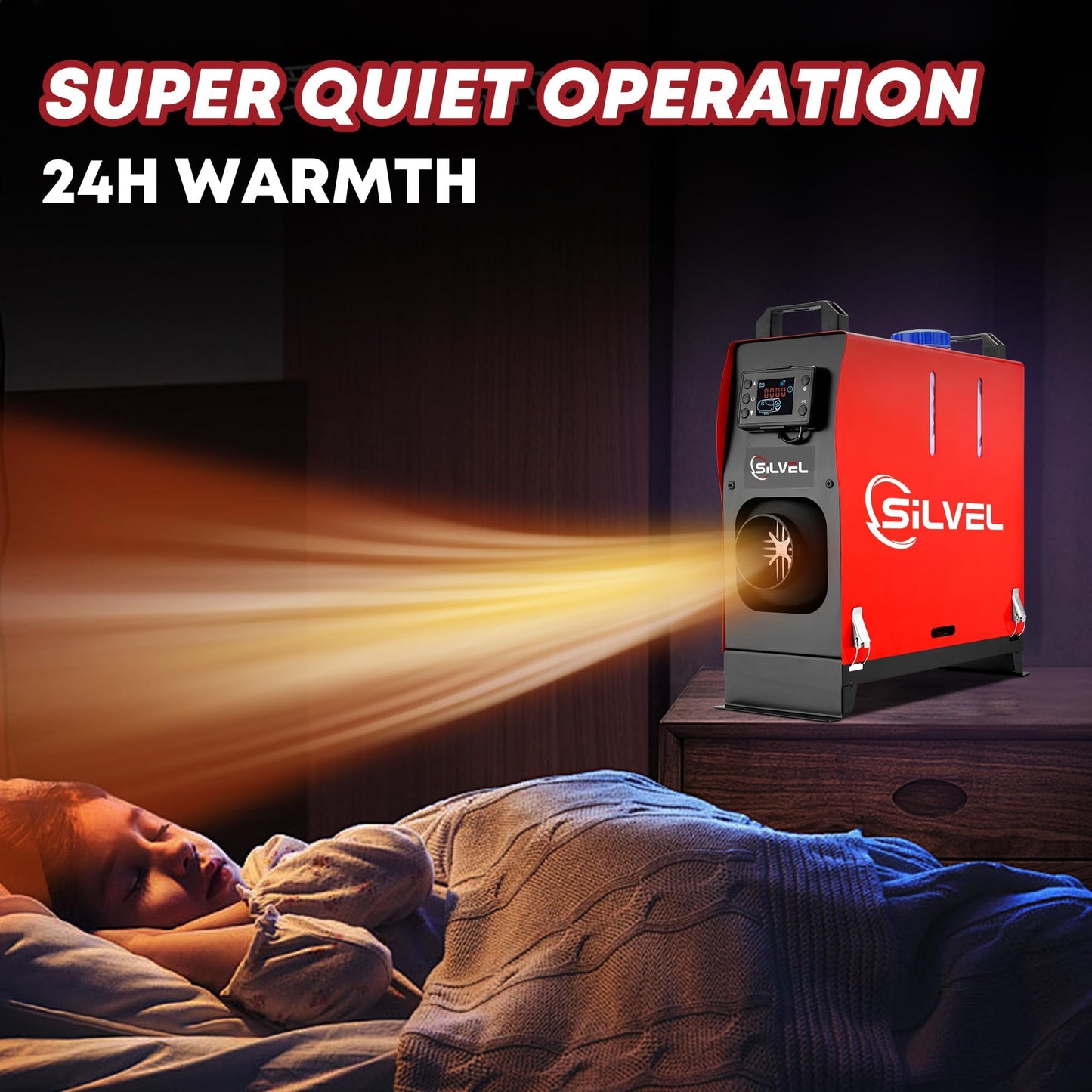 SILVEL 8KW Diesel Air Heater, Portable Heating Core, LCD Display, 5L Red NEW