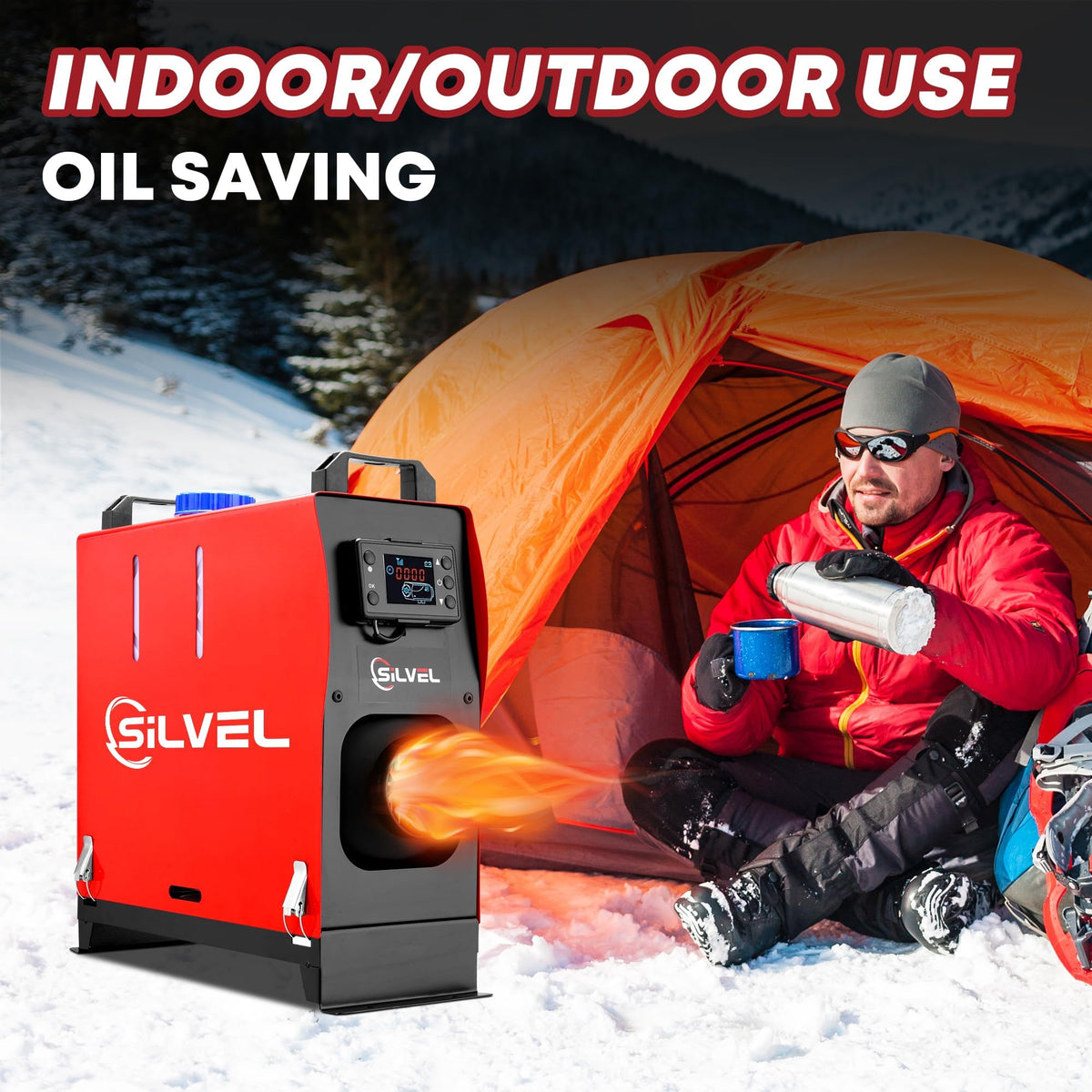 SILVEL 8KW Diesel Air Heater, Portable Heating Core, LCD Display, 5L Red NEW