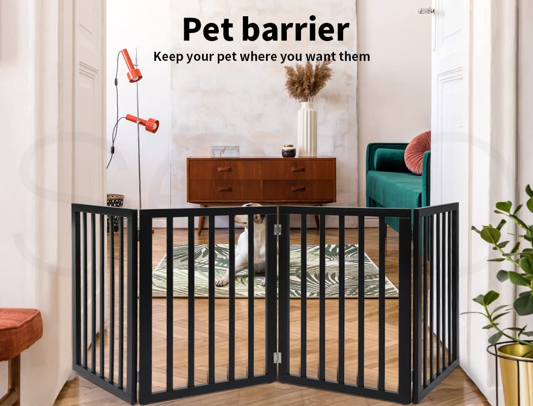 PAWZ Foldable Dog Fence Puppy Safety Gate Barrier Black Size 185 x 60.5cm NEW
