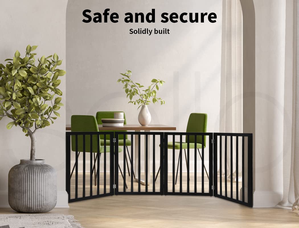 PAWZ Foldable Dog Fence Puppy Safety Gate Barrier Black Size 185 x 60.5cm NEW