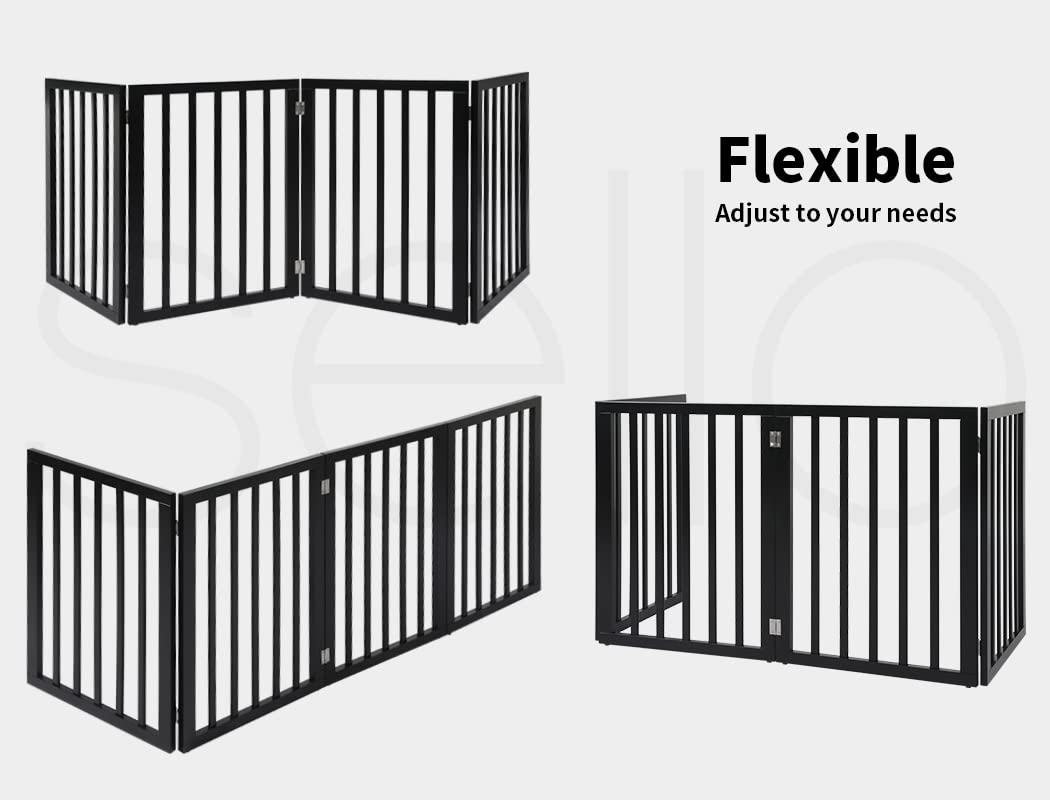 PAWZ Foldable Dog Fence Puppy Safety Gate Barrier Black Size 185 x 60.5cm NEW