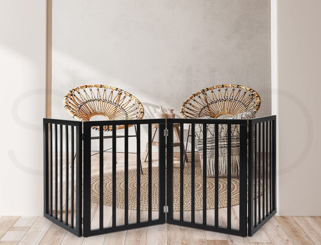PAWZ Foldable Dog Fence Puppy Safety Gate Barrier Black Size 185 x 60.5cm NEW