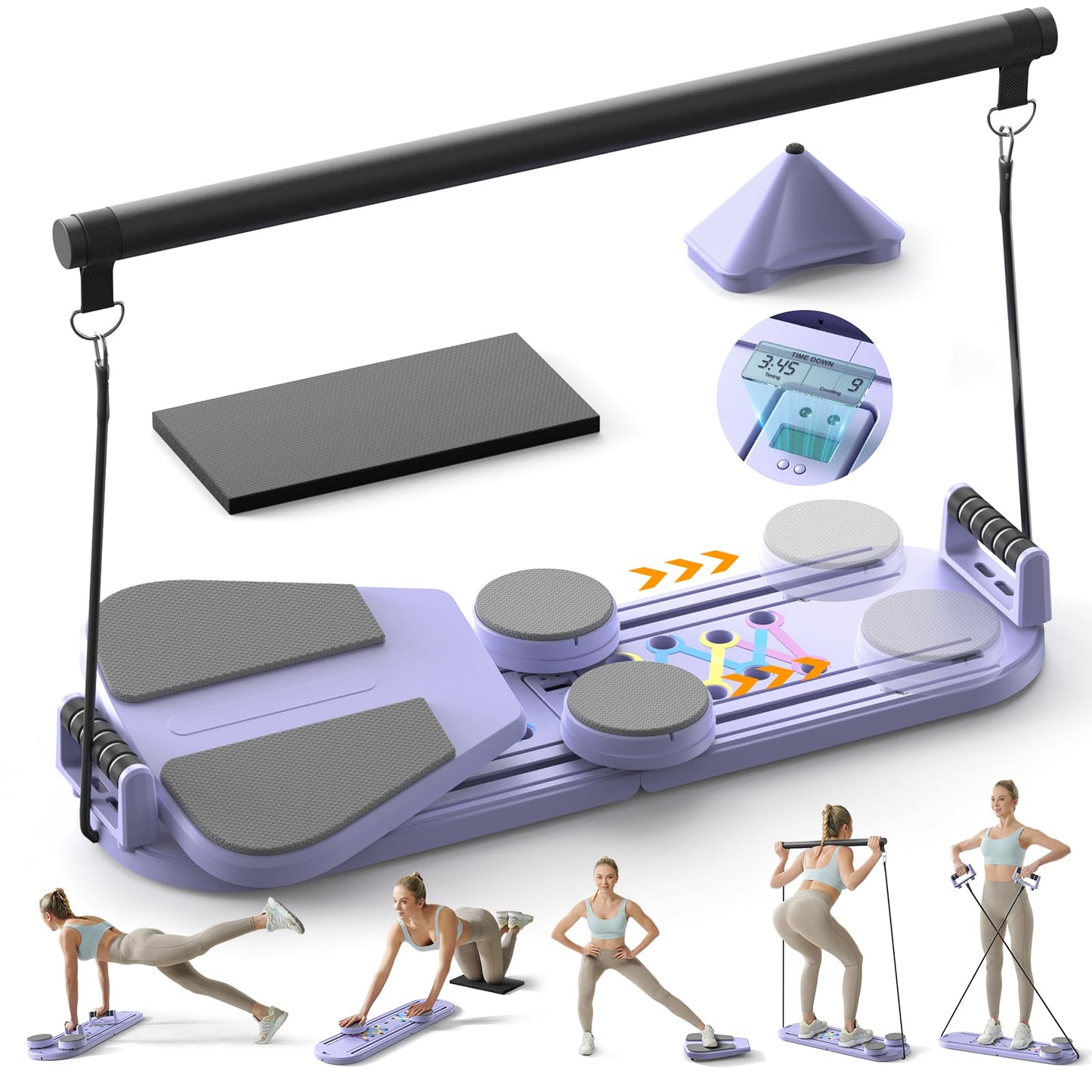 Multifunctional Purple Pilates Reformer Board for Home Gym Workouts NEW