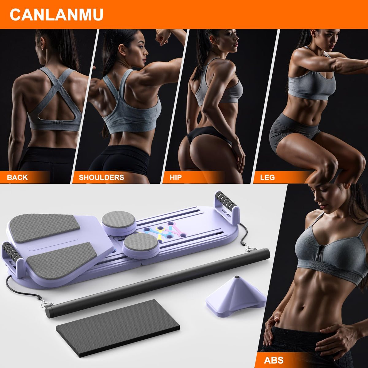 Multifunctional Purple Pilates Reformer Board for Home Gym Workouts NEW