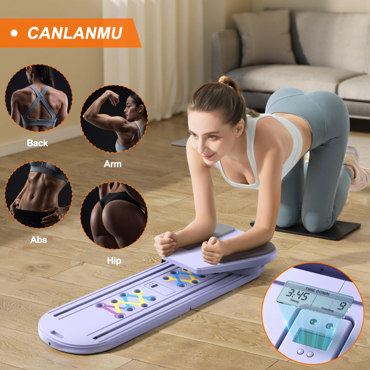 Multifunctional Purple Pilates Reformer Board for Home Gym Workouts NEW