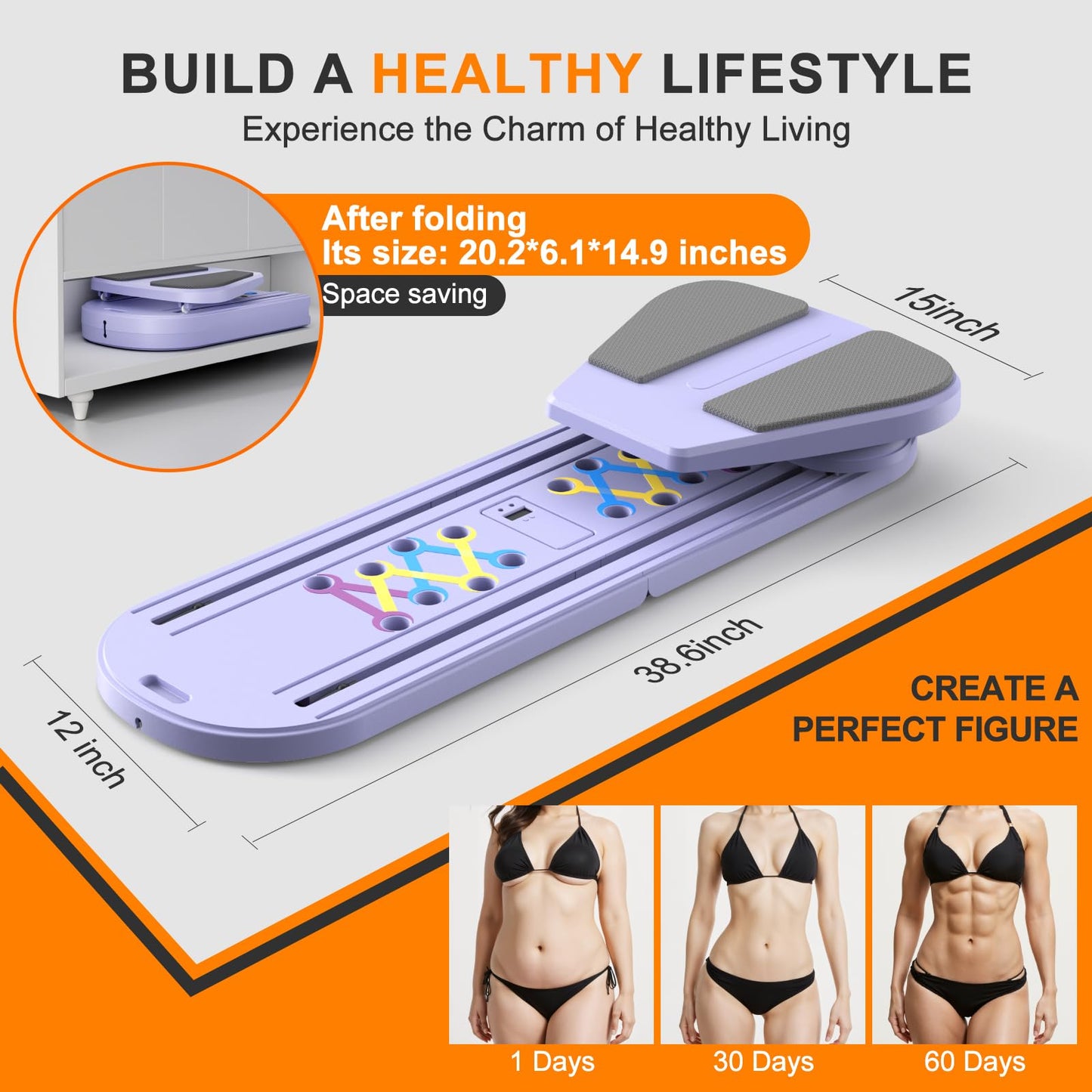 Multifunctional Purple Pilates Reformer Board for Home Gym Workouts NEW