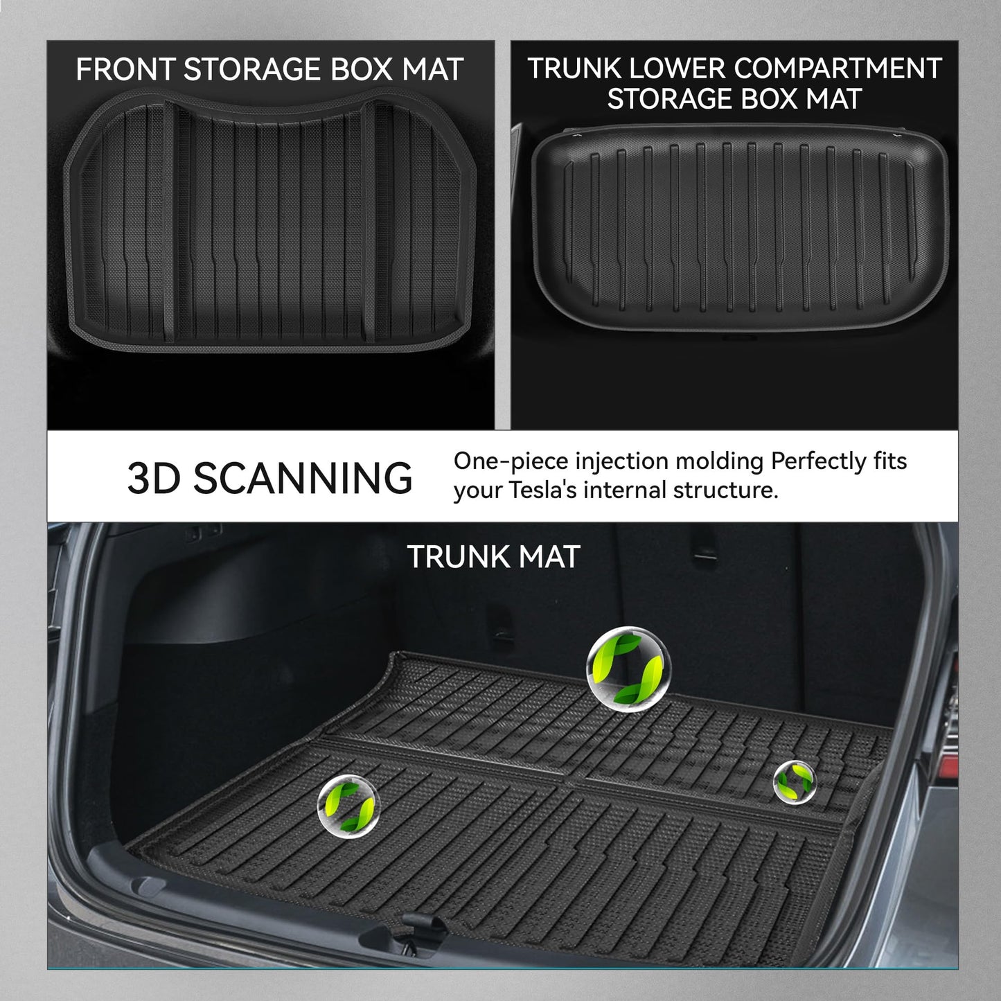 EVPEIWE All-Weather Floor Mats Set for Tesla Model Y Juniper, 6 Pieces DEMO