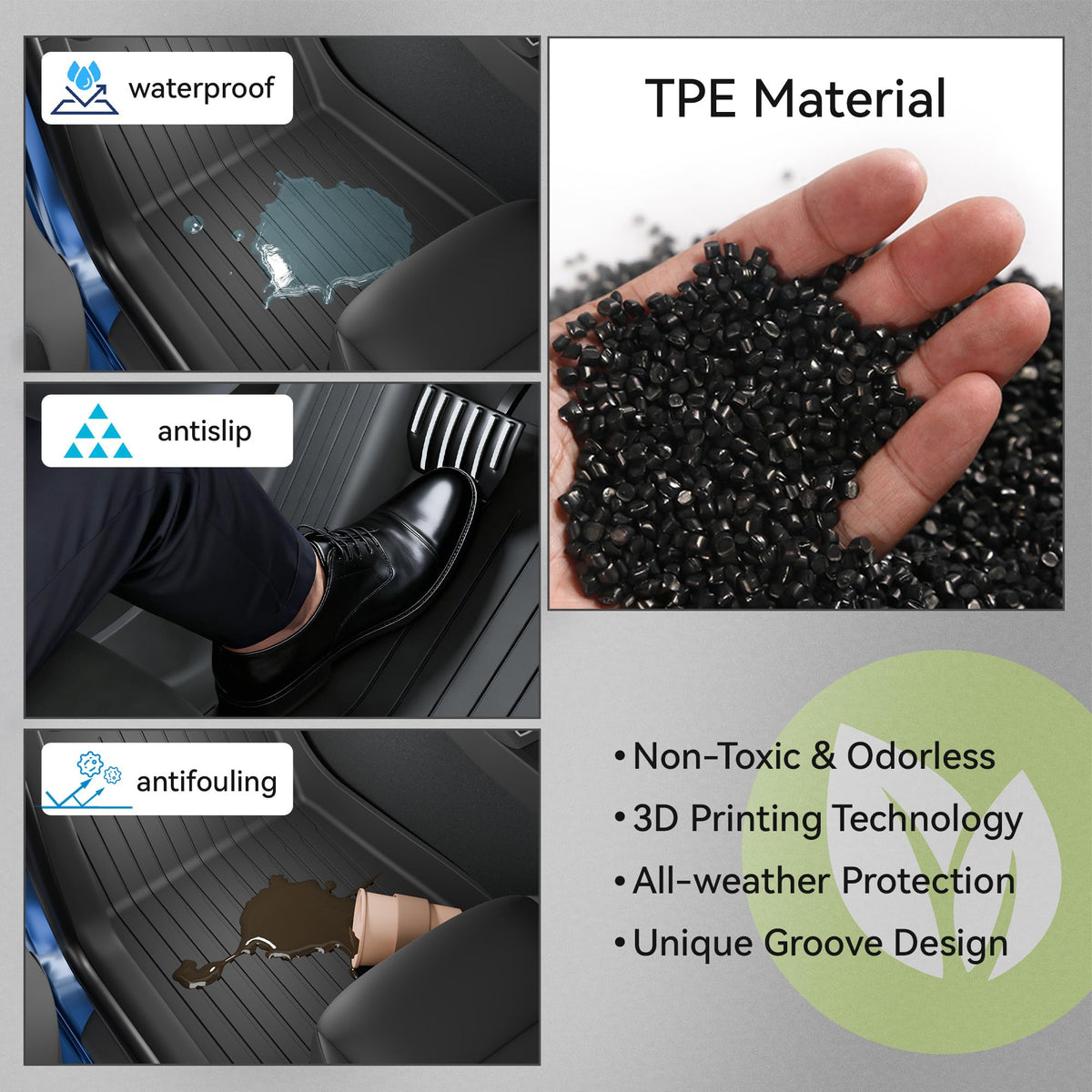 EVPEIWE All-Weather Floor Mats Set for Tesla Model Y Juniper, 6 Pieces DEMO