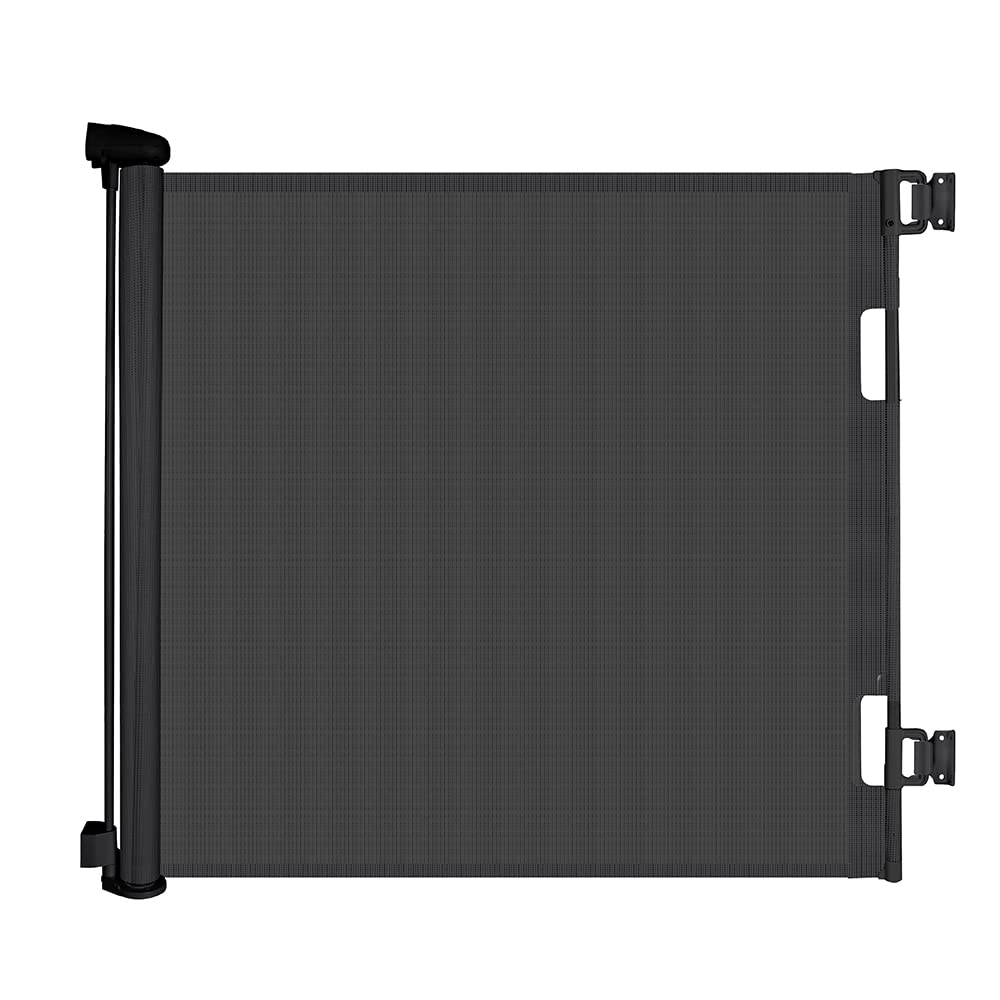 Durable Portable Mesh Retractable Baby Dog Safety Gate Black Size 180x86cm NEW