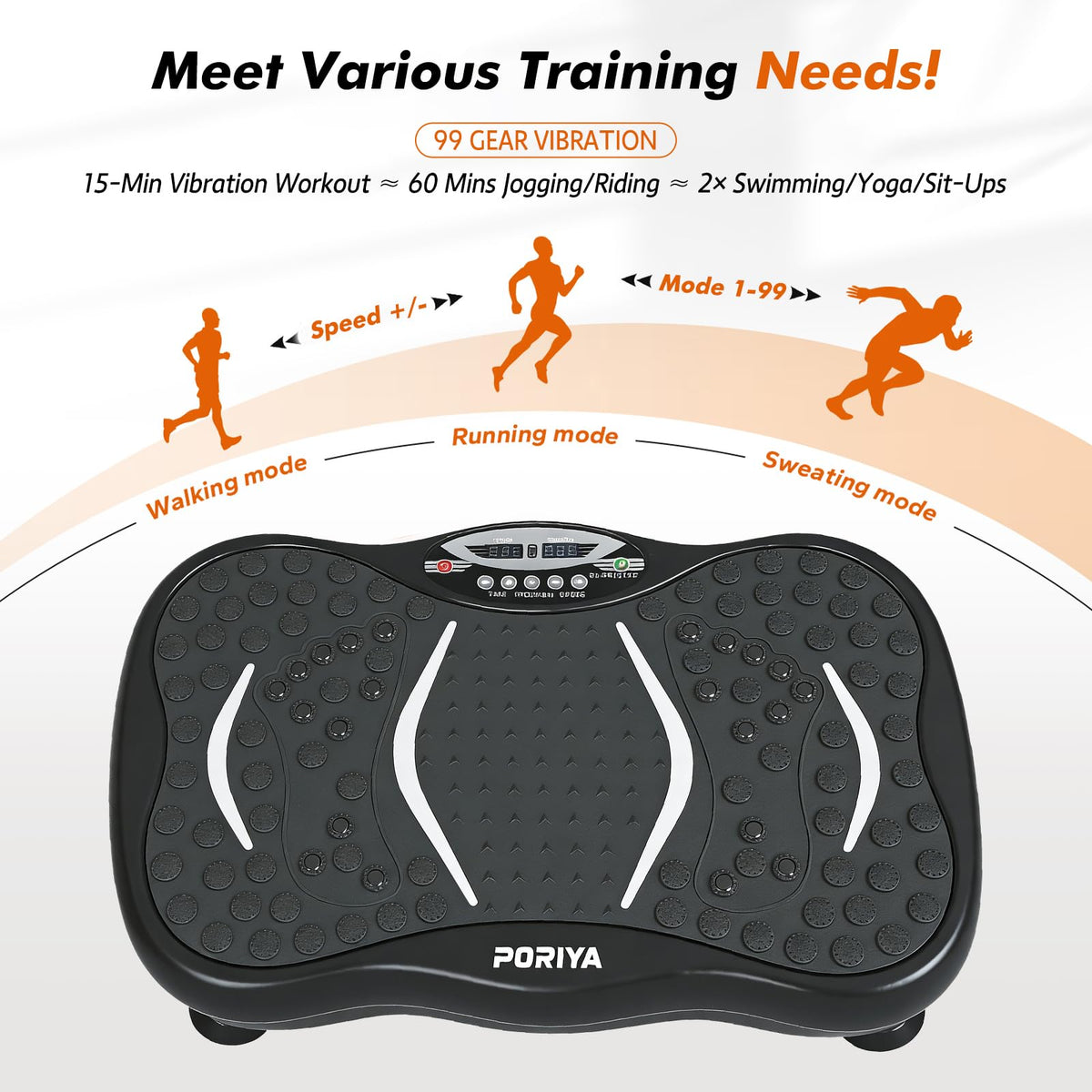 PORIYA Vibration Platform Machine with 99 Speed Levels & Remote Control DEMO