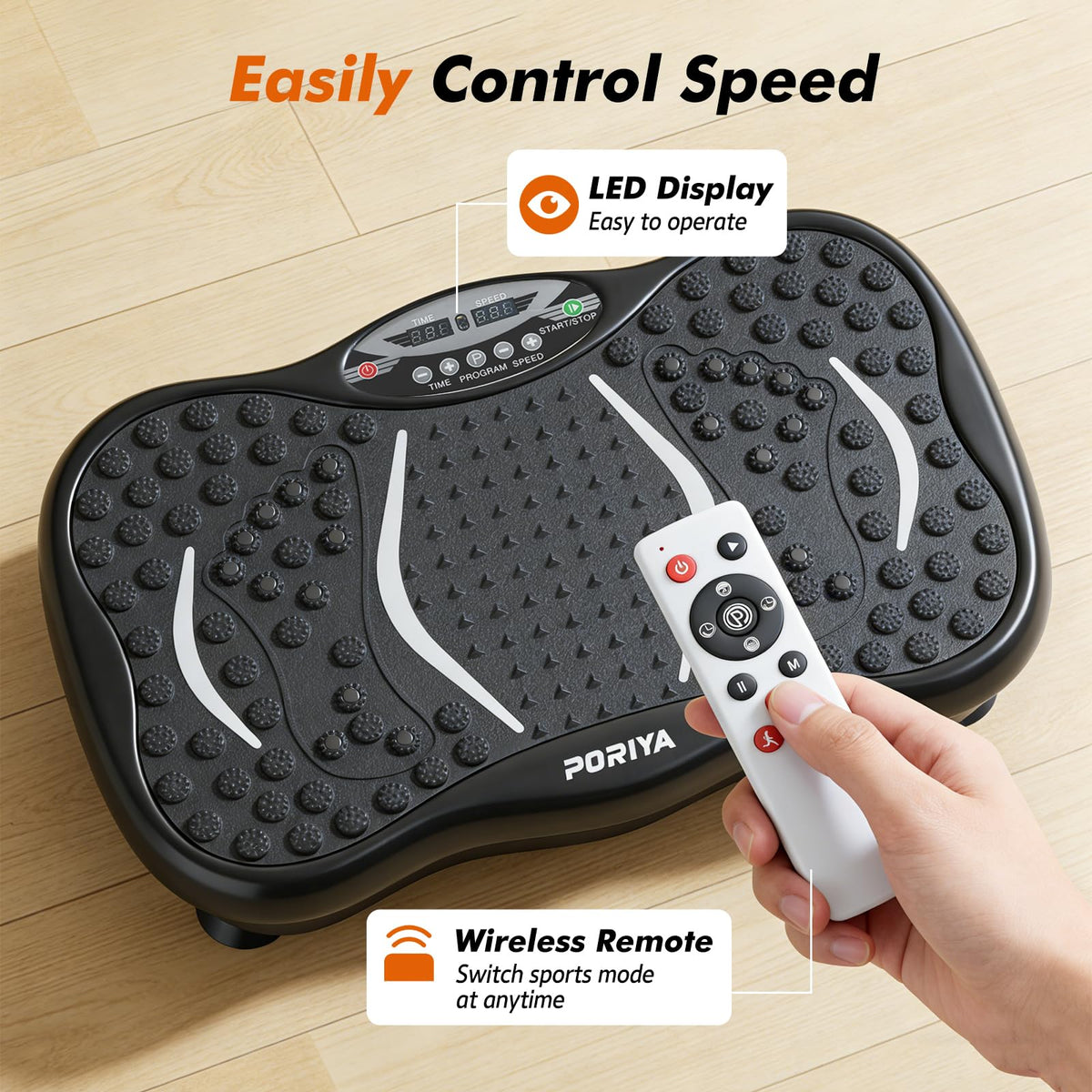 PORIYA Vibration Platform Machine with 99 Speed Levels & Remote Control DEMO
