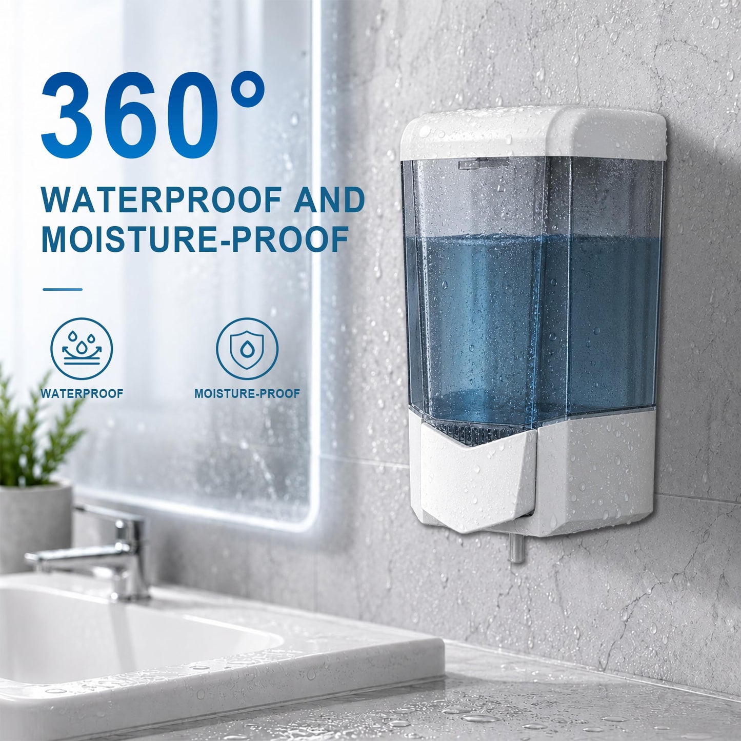interhasa! Wall Mounted Soap Dispenser Bathroom Holder ABS White 600ml DEMO