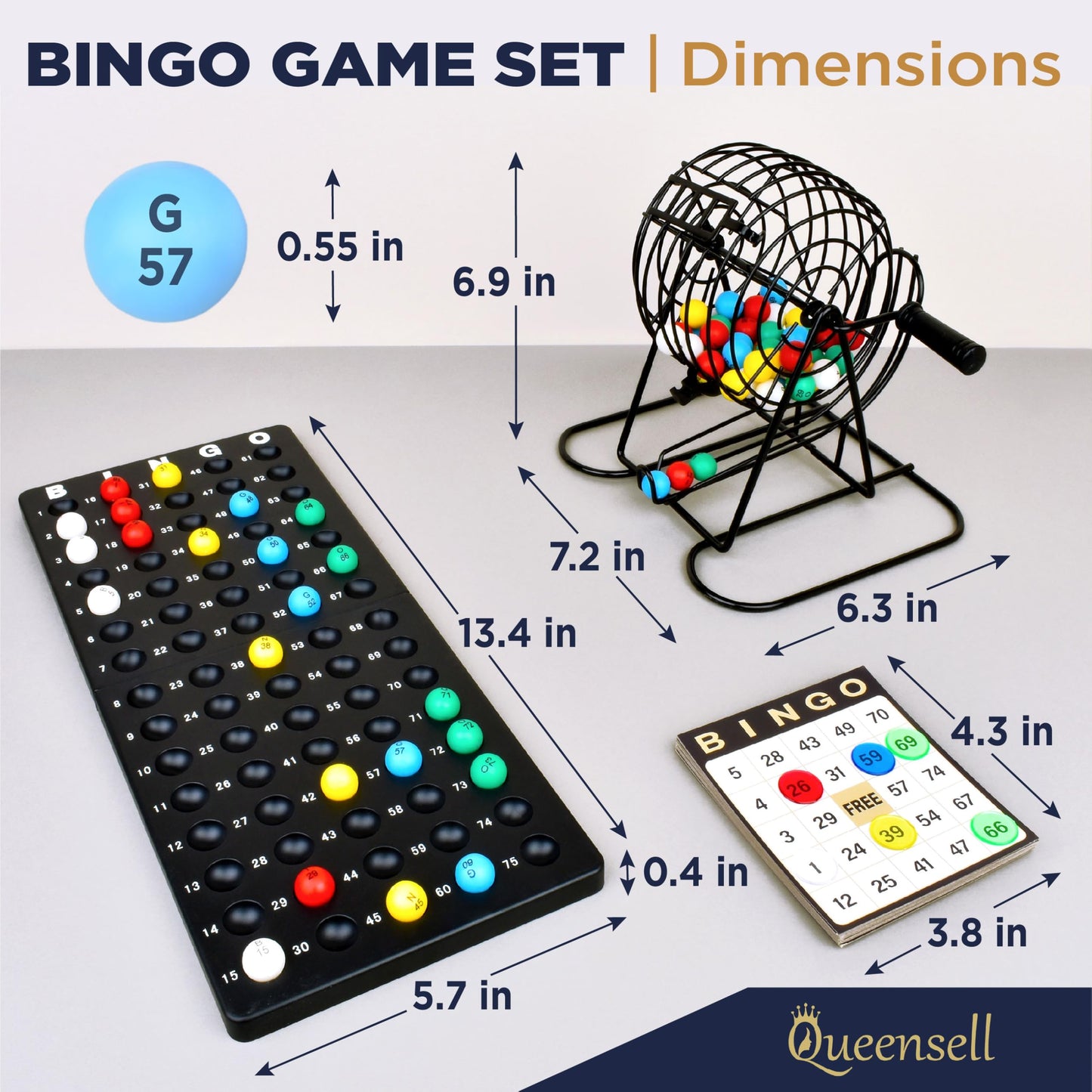 Queensell Bingo Toys Game Set with 50 Cards, 300 Pieces, 7.87"x7" NEW