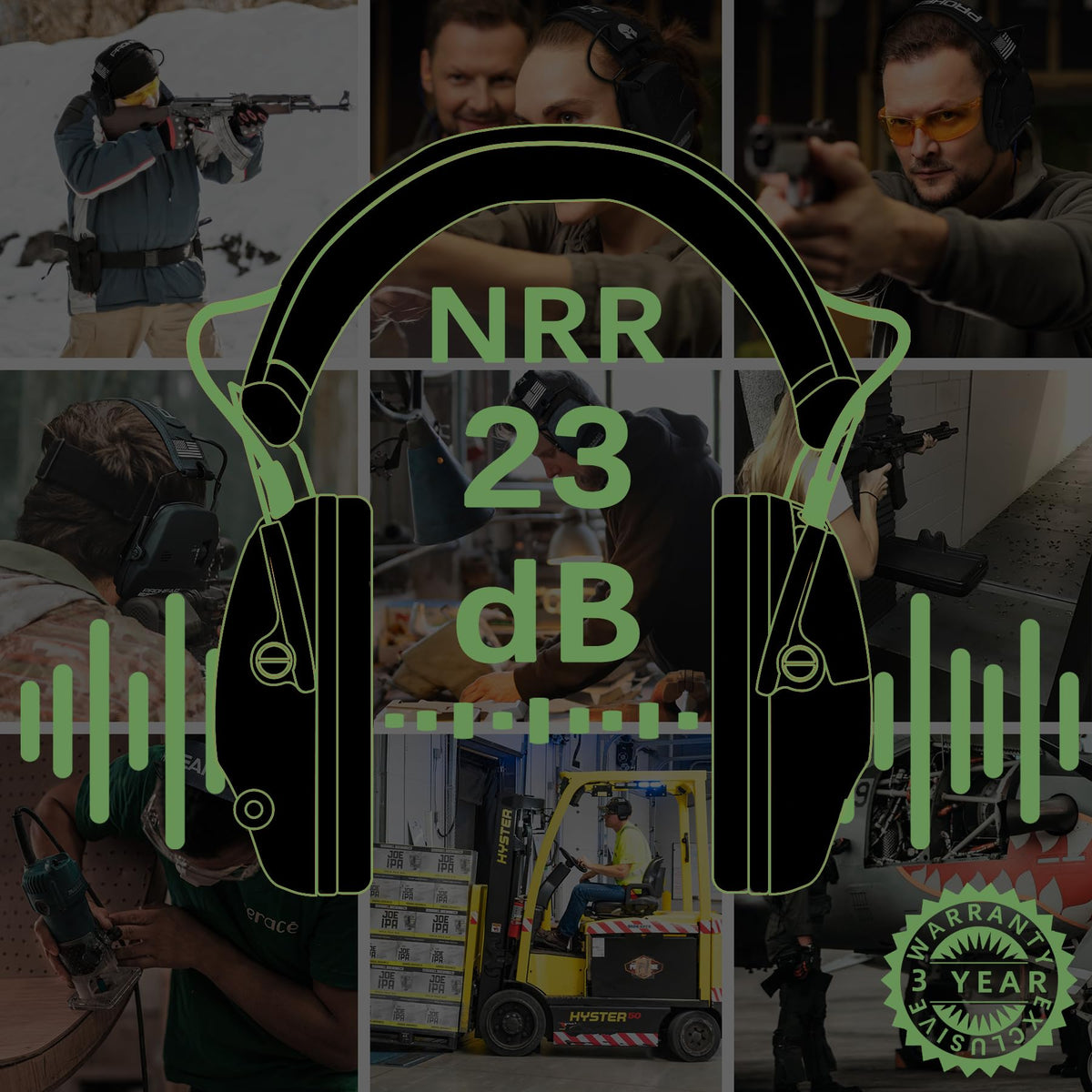 PROHEAR Noise Cancelling Shooting Ear Protection Accessories Green NEW
