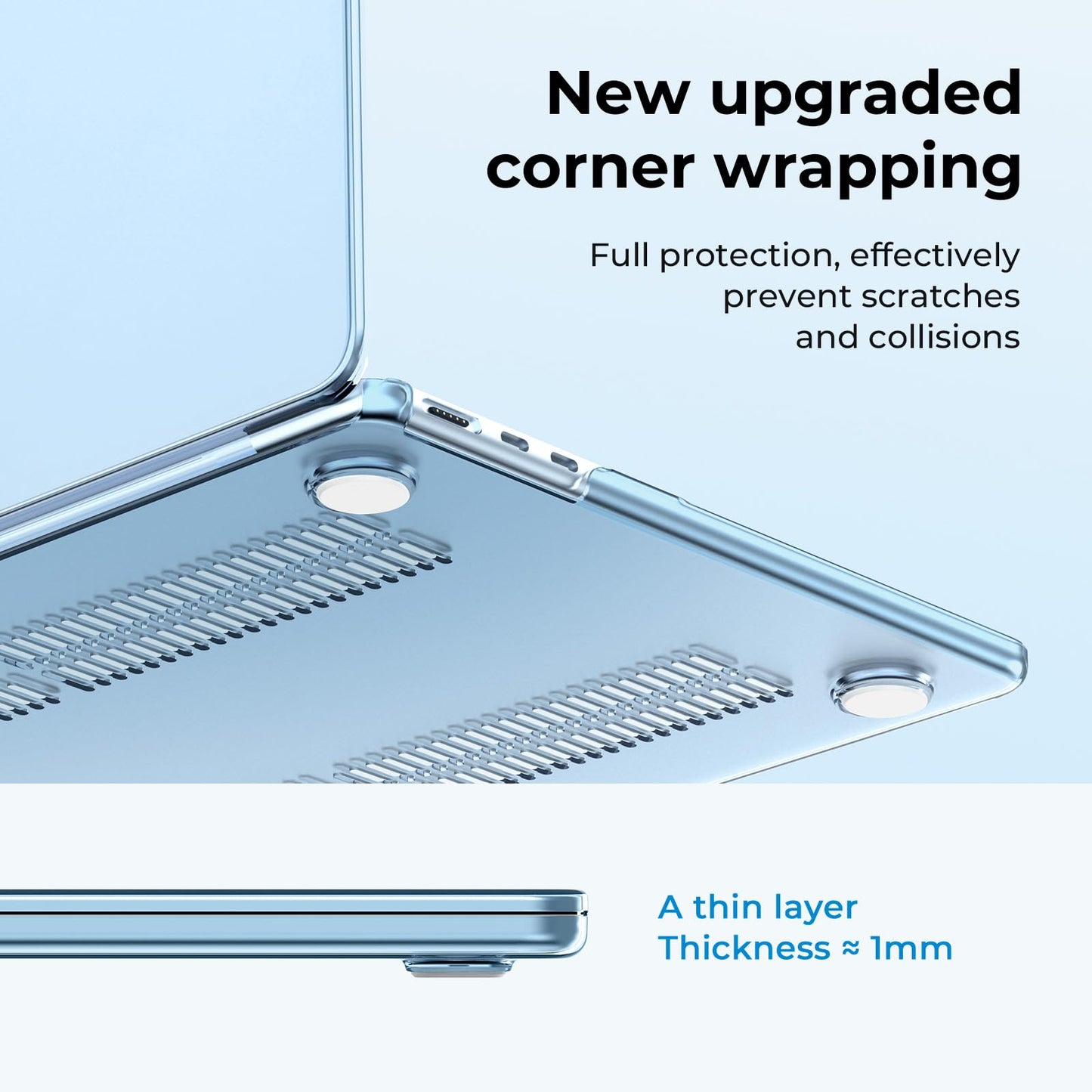 EooCoo 13" Crystal Sky Blue Hard Case Shell for MacBook Air Laptop Cover DEMO