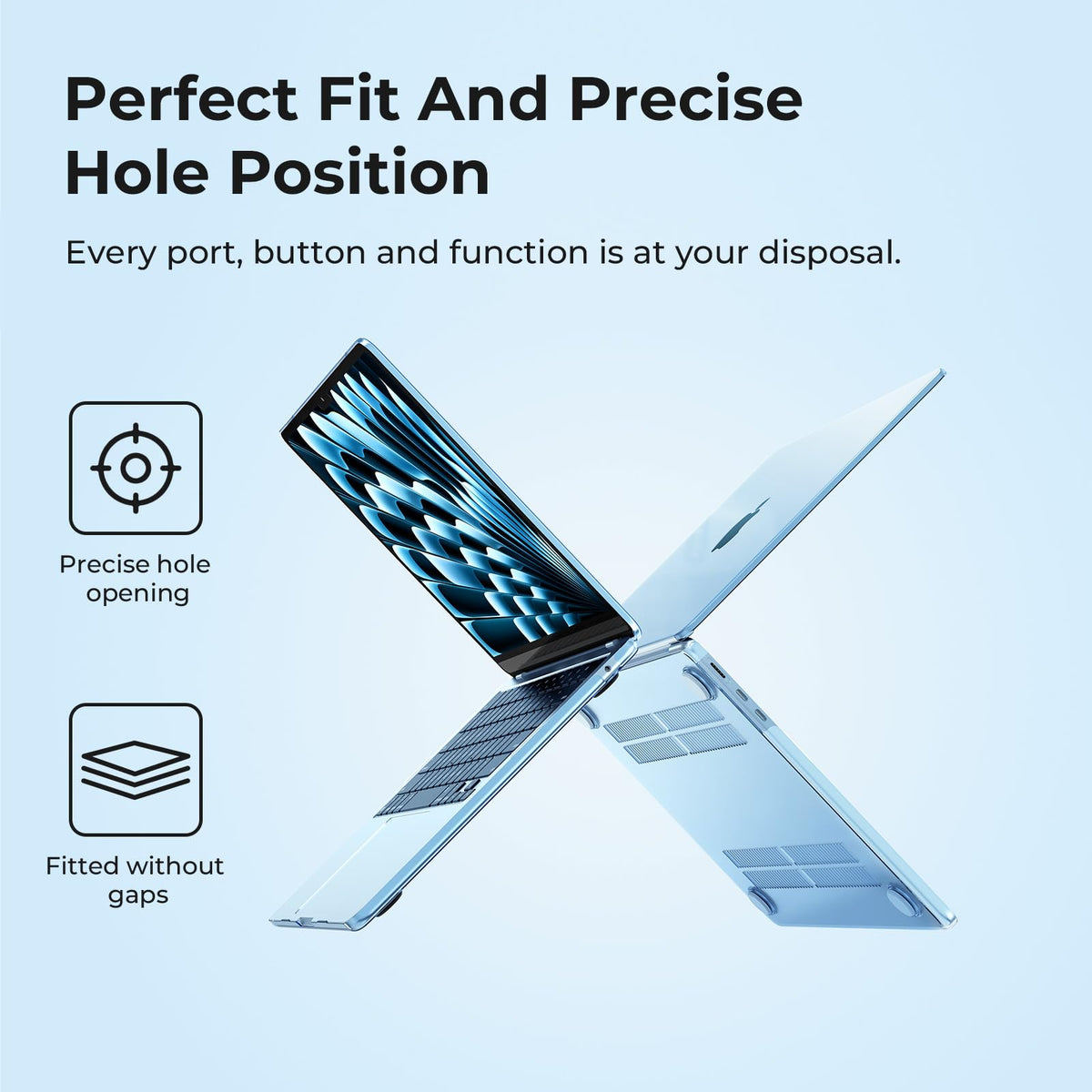 EooCoo 13" Crystal Sky Blue Hard Case Shell for MacBook Air Laptop Cover DEMO