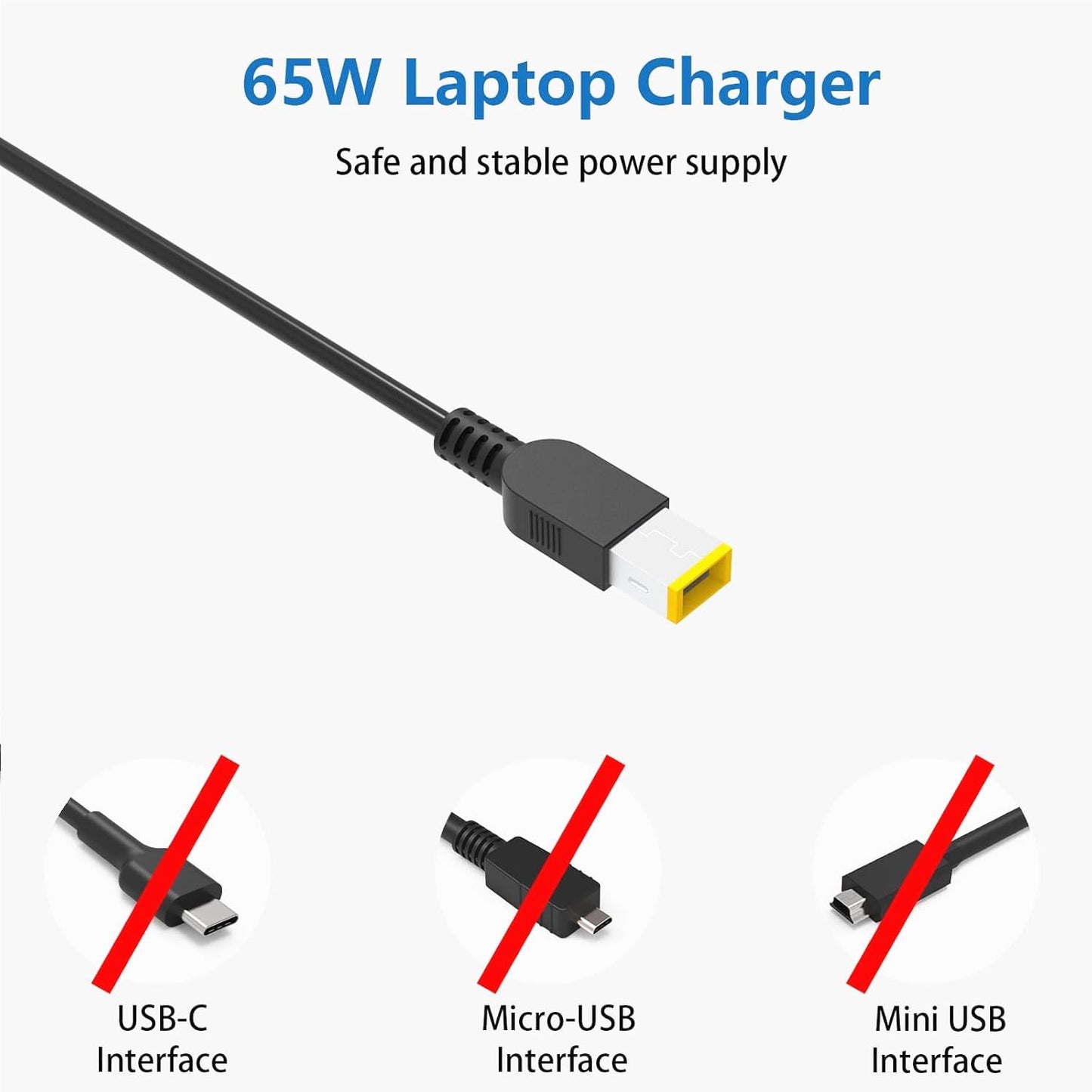 65W Black Charger Power Adapter for Lenovo Thinkpad Laptops DEMO