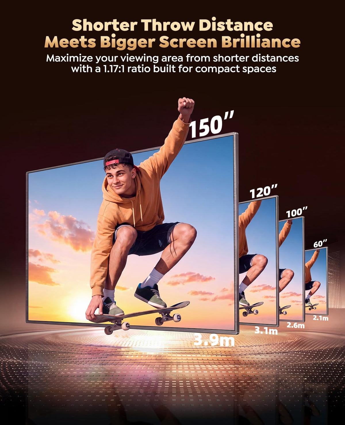 PUTRIMS 4K Projectors Smart Projector with 360° Stand, 30W Speaker, Black -