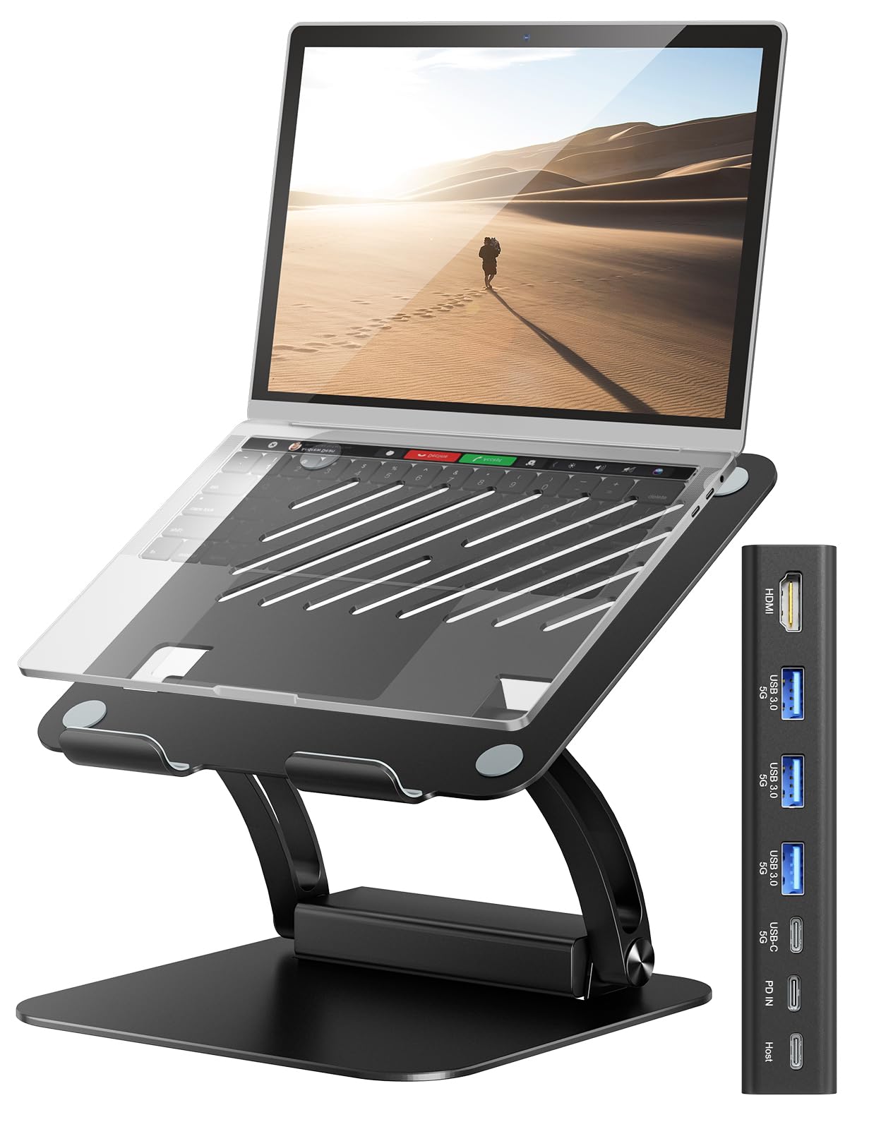 tounee Laptop Stand with Detachable USB-C Hub, 100W PD Charging, 4K HDMI DEMO