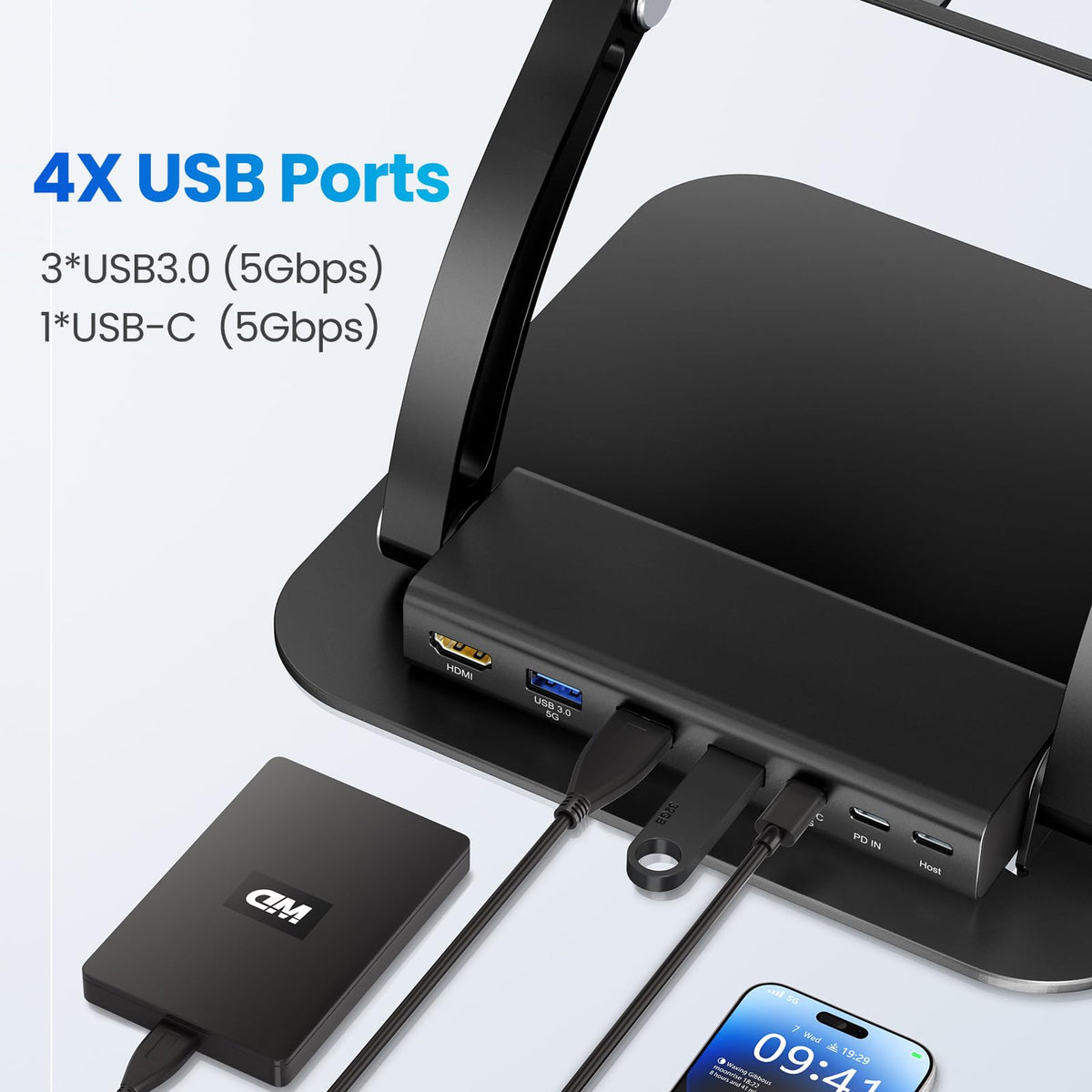 tounee Laptop Stand with Detachable USB-C Hub, 100W PD Charging, 4K HDMI DEMO