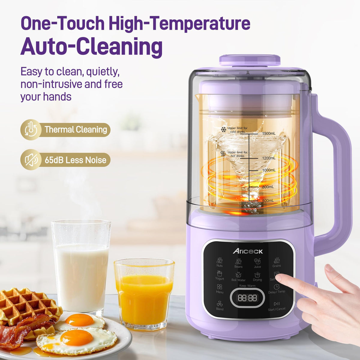 Ariceck 1.5L Jug Blenders Lavender Jug Blender, Automatic Plant-Based Milk NEW