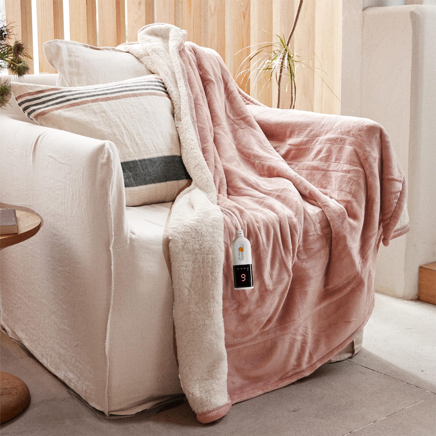 GOTCOZY Soft Flannel Heated Electric Blanket, Rose Dust, 130x160cm, Cozy DEMO
