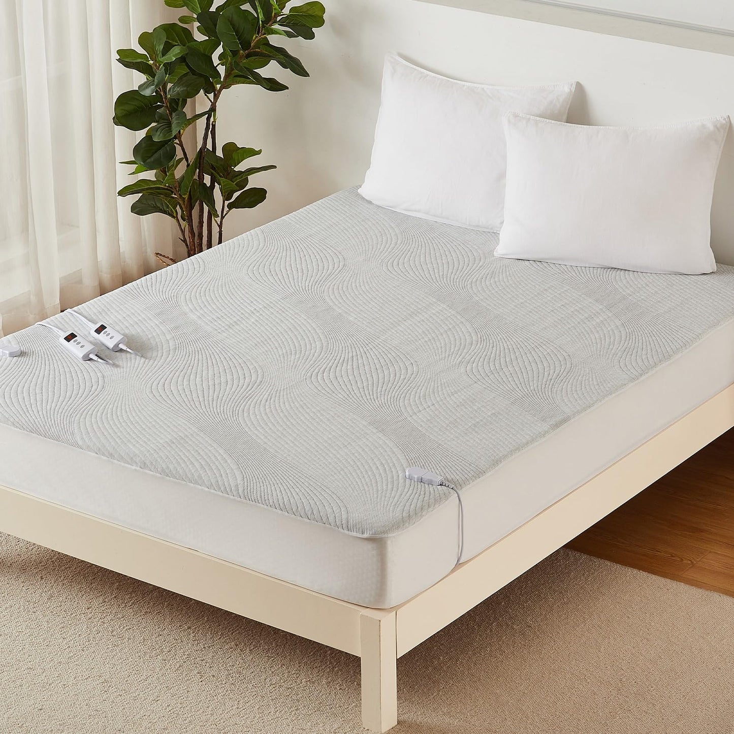 Cozy Light Grey Electric Mattress Pad with Fitted Design - Queen Size DEMO
