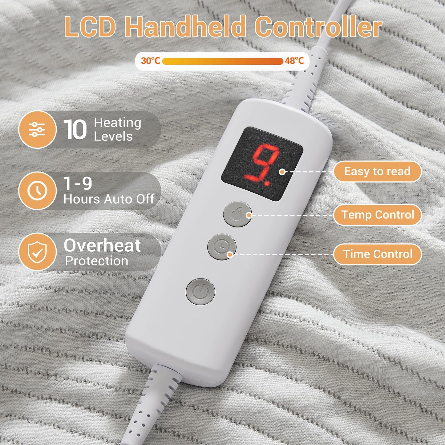 Cozy Light Grey Electric Mattress Pad with Fitted Design - Queen Size DEMO