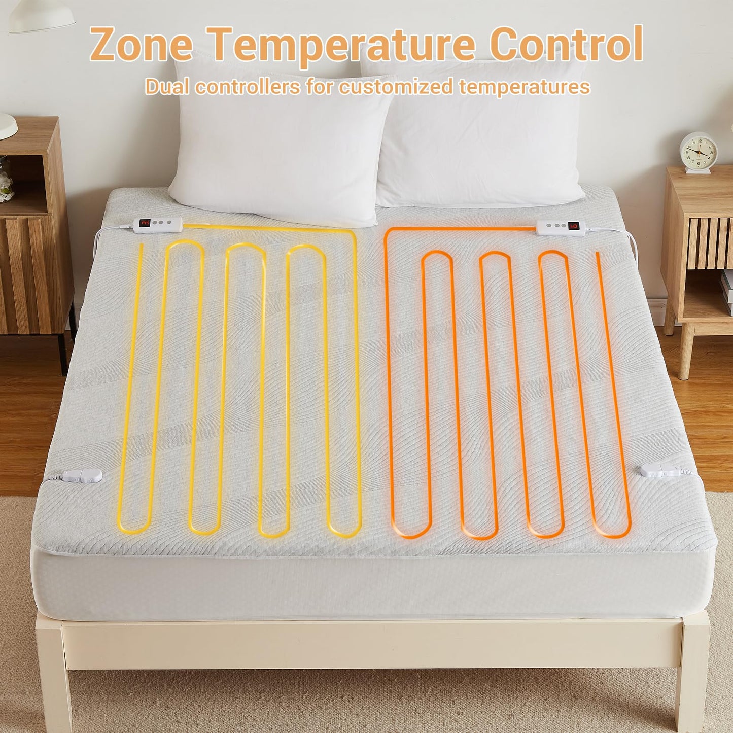 Cozy Light Grey Electric Mattress Pad with Fitted Design - Queen Size DEMO