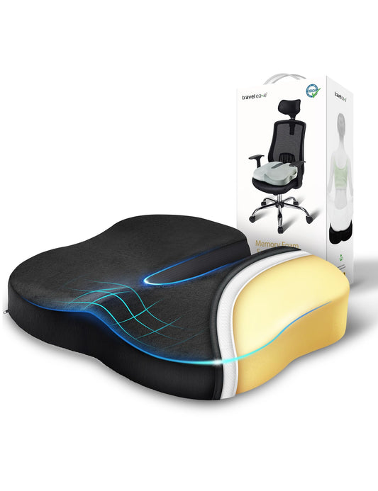 Travel Ease Memory Foam Butterfly Seat Cushion Carbon Black Size 44 x 38 7 DEMO