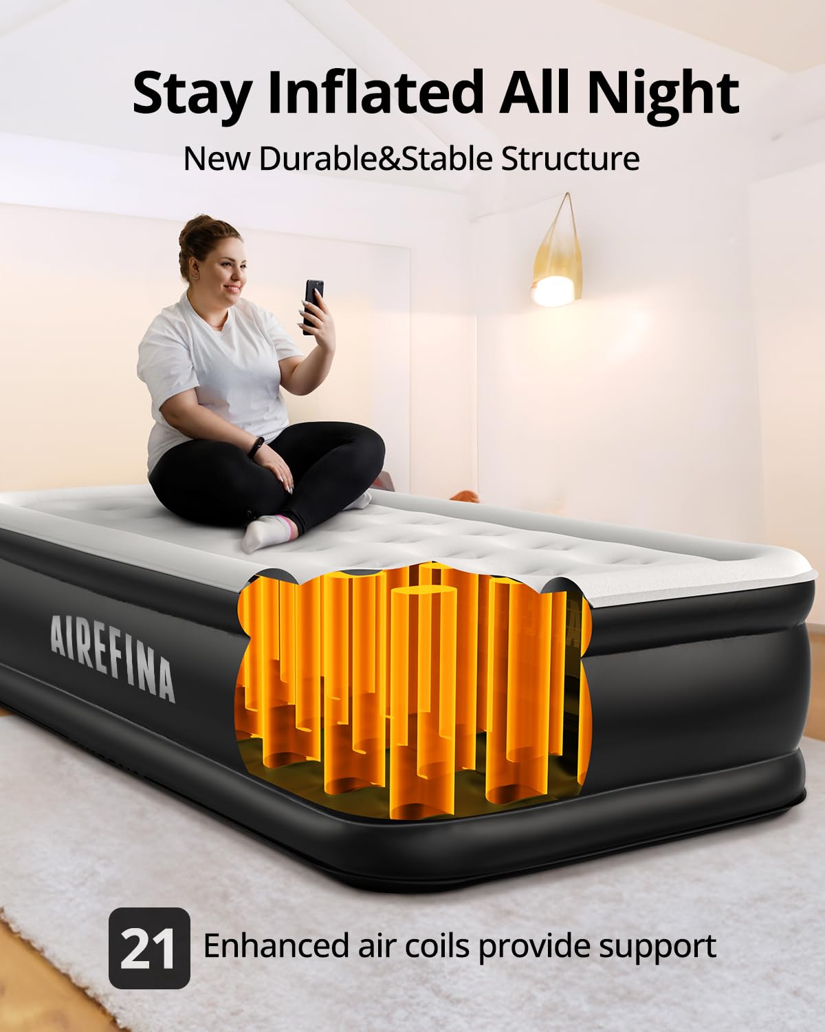 Airefina Single Air Mattresses Air Mattress, 18" Raised Self-Inflating, DEMO