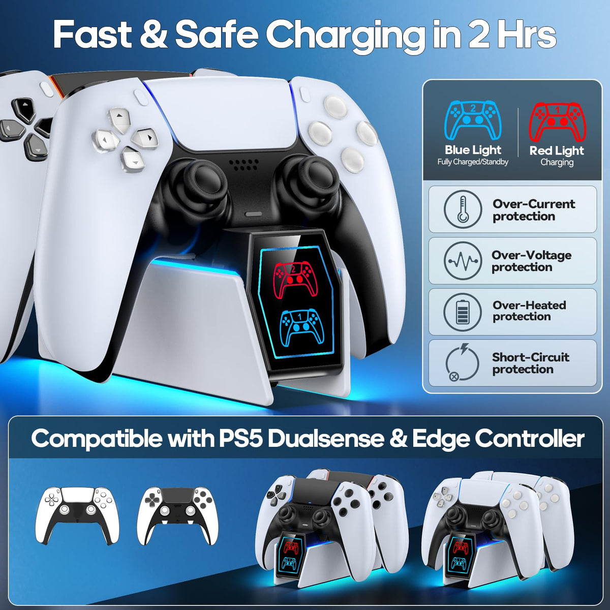 Tokluck PS5 Chargers Controller Charging Dock Station for PlayStation 5 - DEMO