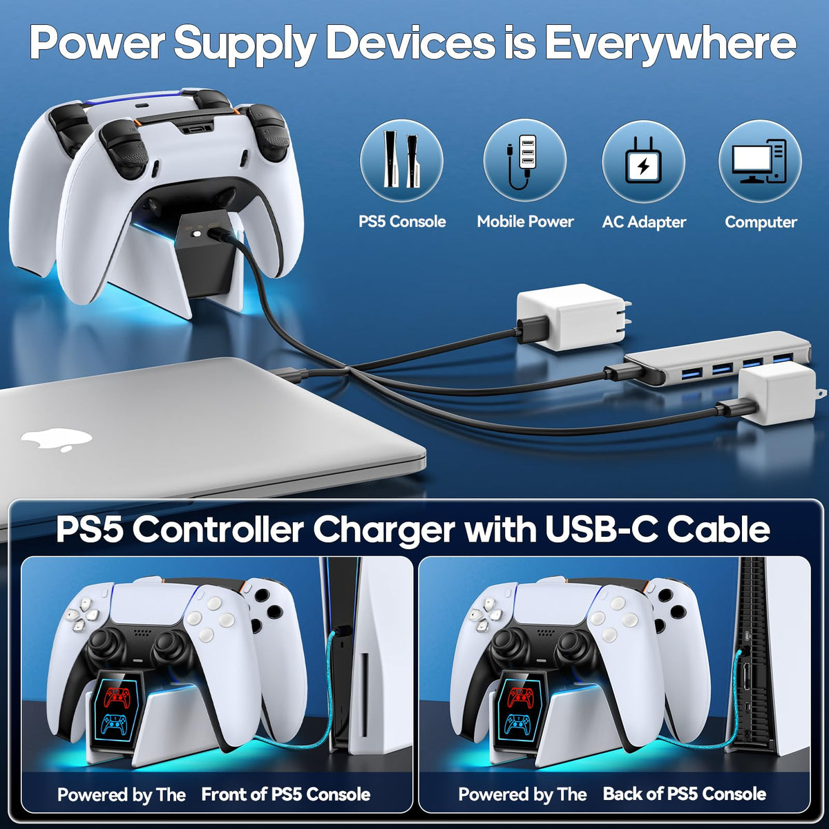Tokluck PS5 Chargers Controller Charging Dock Station for PlayStation 5 - DEMO