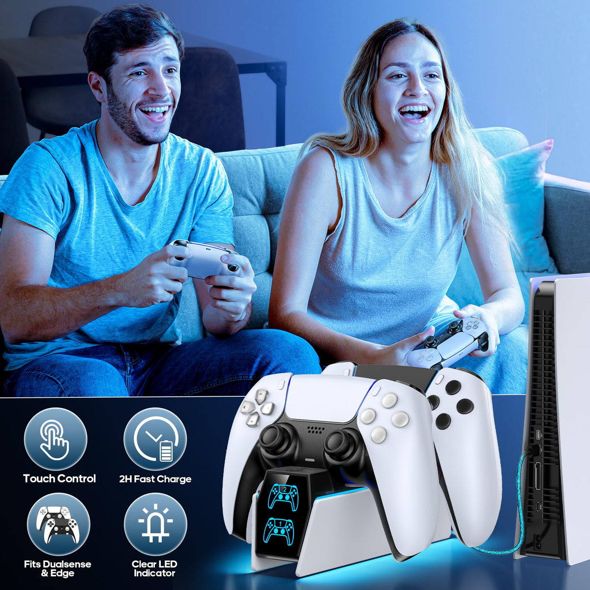 Tokluck PS5 Chargers Controller Charging Dock Station for PlayStation 5 - DEMO