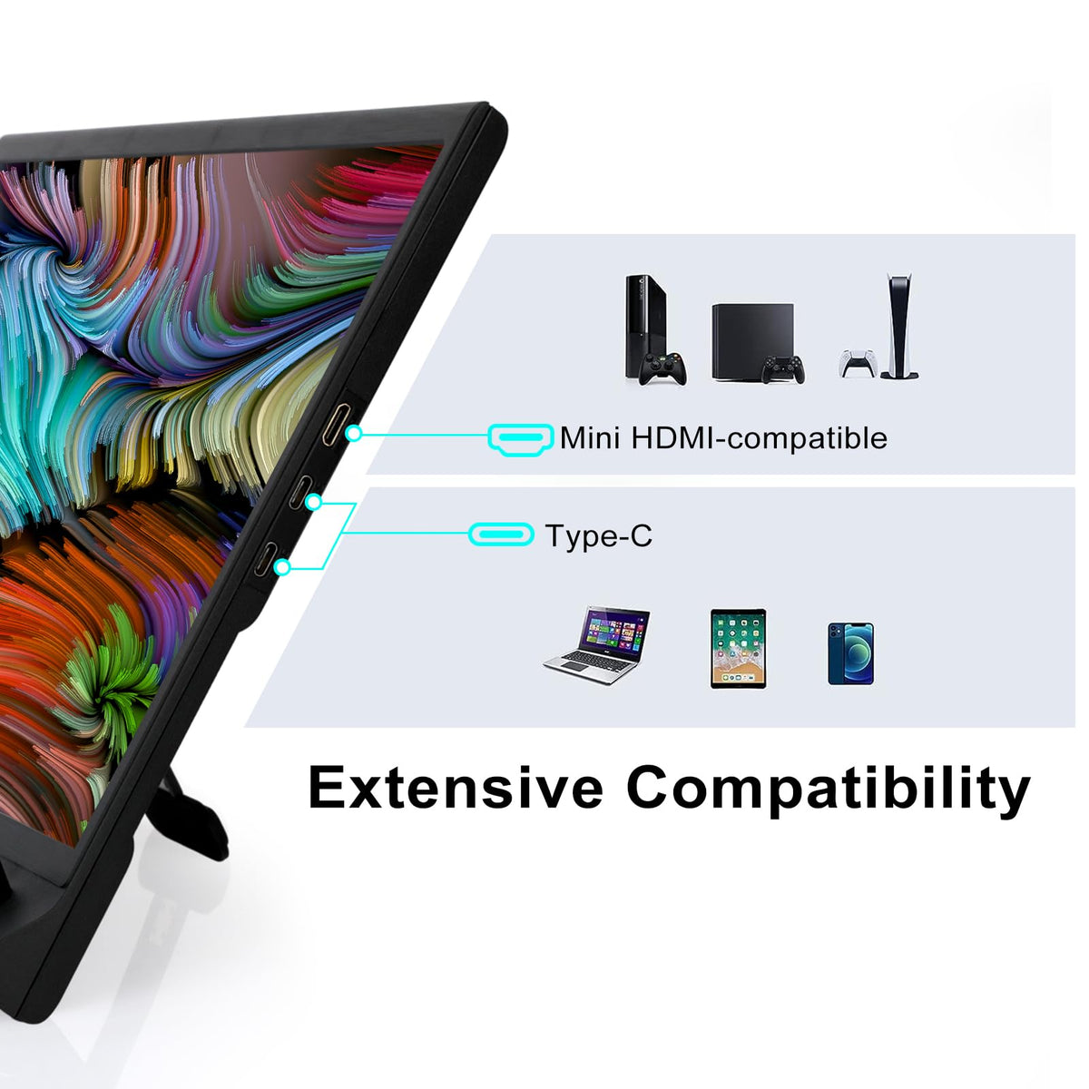 Anvazise 15.6 Monitors Inch 1080P FHD Portable Monitor for Laptop External DEMO