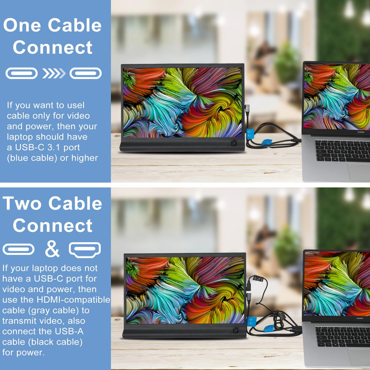 Anvazise 15.6 Monitors Inch 1080P FHD Portable Monitor for Laptop External DEMO