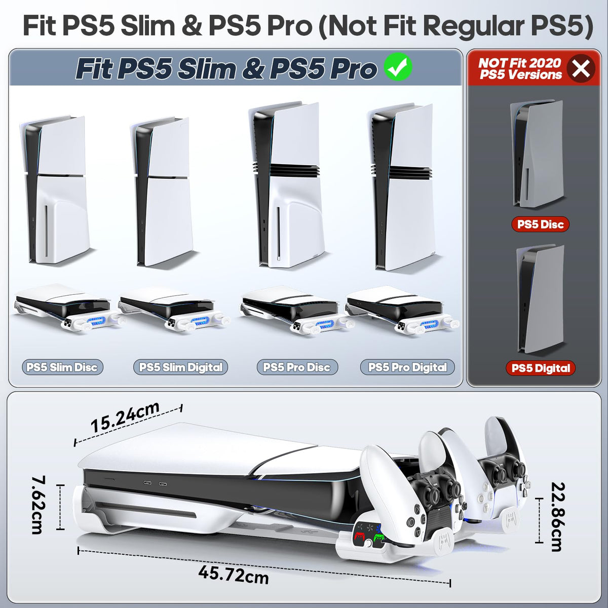 Tokluck Horizontal Cooling Stand Station for PlayStation 5 Pro/S White DEMO