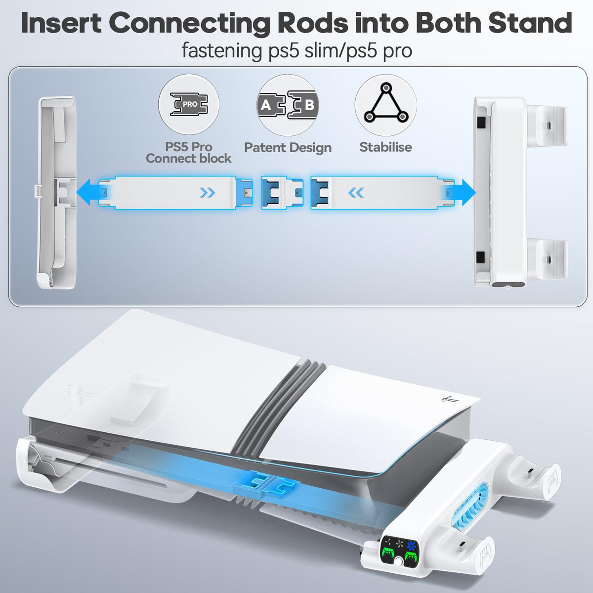 Tokluck Horizontal Cooling Stand Station for PlayStation 5 Pro/S White DEMO