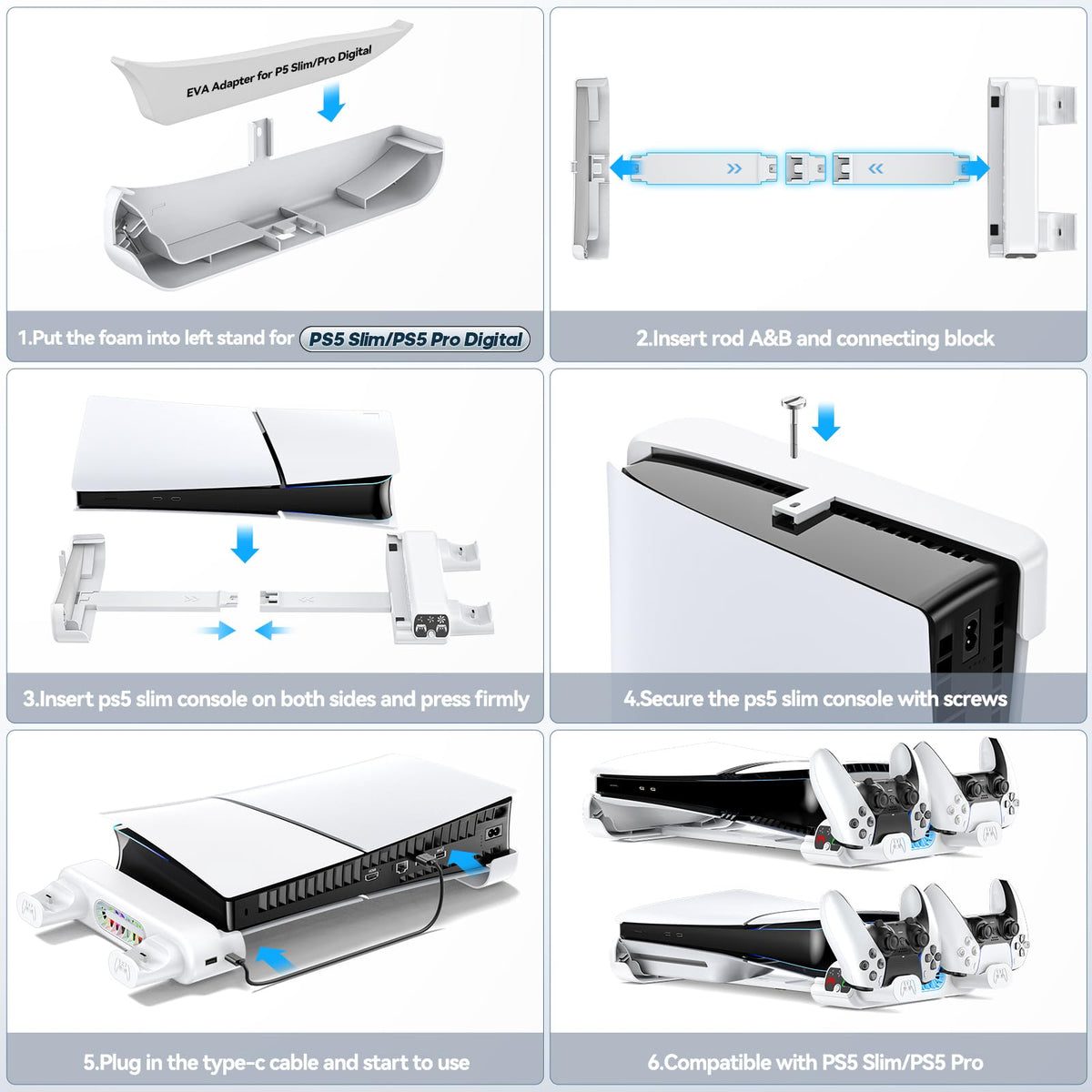 Tokluck Horizontal Cooling Stand Station for PlayStation 5 Pro/S White DEMO